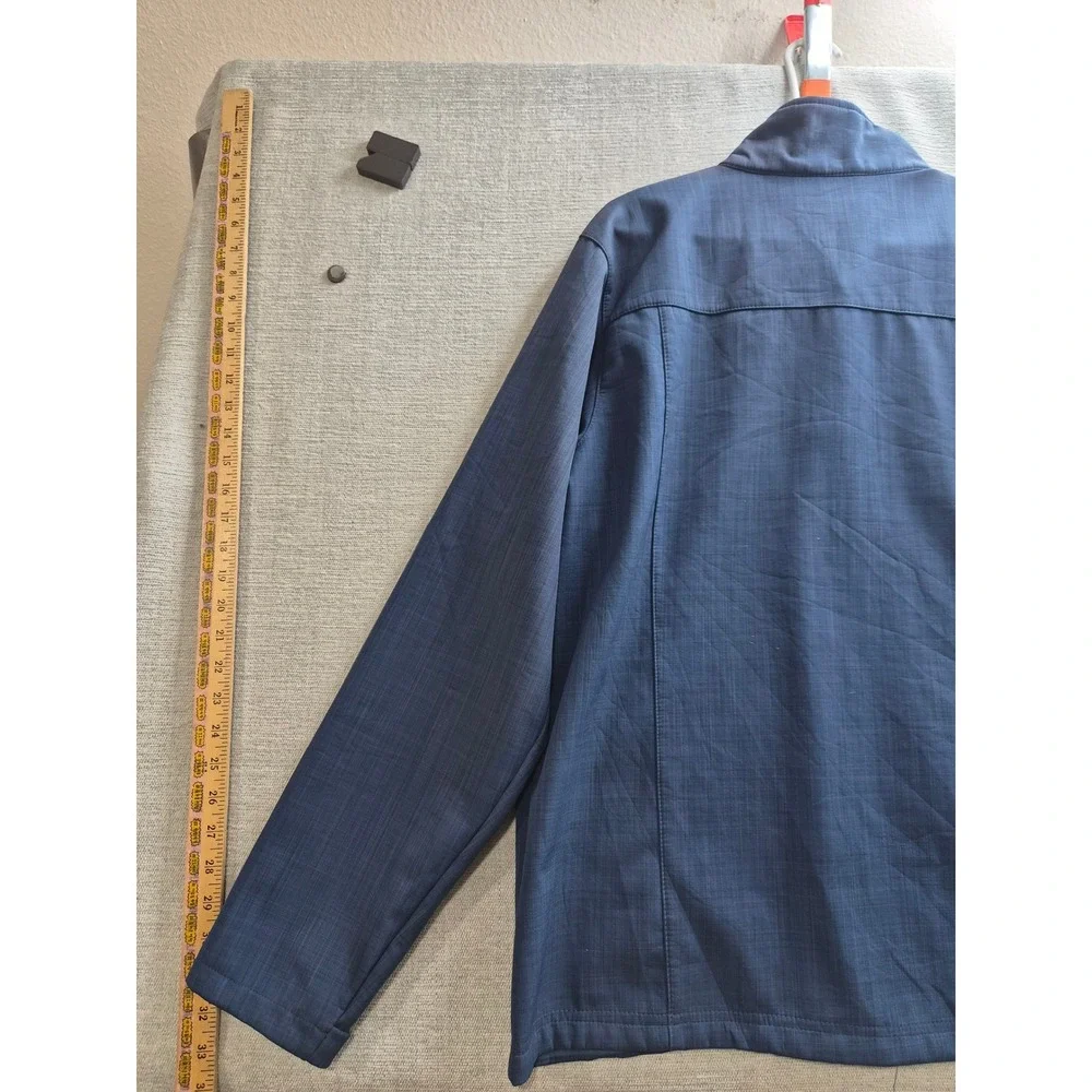 Eddie Bauer Shaded Crosshatch Soft Shell Jacket Mens Large Blue Fleece Lined